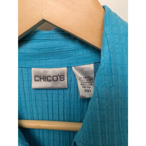 Lot of 2 Chico's Crinckle Short Sleeve Button Shirt Optic White Blue Minimalist - Picture 10 of 10